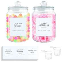 2 Frascos de Vidrio Transparentes para Organizar la Lavandería - 1/2 Galón Cada Uno, con 2 Cucharadas y 6 Etiquetas - transparente - Ver 2