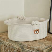 Solid Color Thickened Foldable Laundry Basket, Blanket Basket, Handwoven Basket With Handle, For Storing Clothes, Blankets, Quilts, Pillows, Toys, Miscellaneous Items, Shoes, Suitable For Bedroom, Laundry Room, Hallway