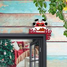1 pièce Décoration de coin de porte en bois pour Noël, ornement suspendu, décoration de coin de porte et de fenêtre Hohoho pour Noël, style thème de Noël avec magnifique bonhomme de neige, convient pour la décoration de porte et de fenêtre de Noël, décoration suspendue en bois, convient pour les cadeaux de décoration de fête de Noël