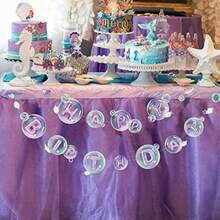 DLittle Mermaid Happy Birthday Garland Ocean Theme Party Decorations Under The Sea Birthday Banner For Girls Beach Party Decorations10 - Xanh tím - Xem 5