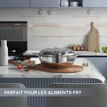 Friteuse Tempura en acier inoxydable, poêle à huile 1 unité avec couvercle et poignée, ustensiles de cuisine pour poulet frit, frites, crevettes, poisson - 1 - Voir 5