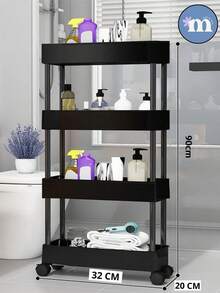 Estante De Almacenamiento Para El Suelo De La Cocina, Carrito Organizador, Estante De Almacenamiento Multicapa Para Sala De Estar, Dormitorio, Estante Con Ruedas, Coche Para Aperitivos, Multifuncional de 4 capas. Carrito De Almacenamiento Multiusos Para La Cocina Con Ruedas, Organizador De Especias, Utensilios Y Alimentos 0801, 0802, 0803 - Negro - Ver 4