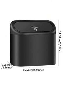 1pc Car Hanging Trash Can/Garbage Bin - Black - View 3