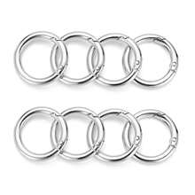 10/20/30pcs Flat Spring O-Rings, Metal Key Rings, Round Carabiner Clips, Suitable For Key Chains, Bags, Purses - Key Chain Hooks Replacement For DIY