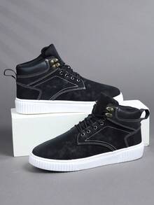 Fashion Casual Men's Flat Platform Shoes,Classic Stylish Men Sports Skate Shoes Lace-Up Running Shoes,Personalized Men Sneakers Street Casual Shoes - Black - View 4
