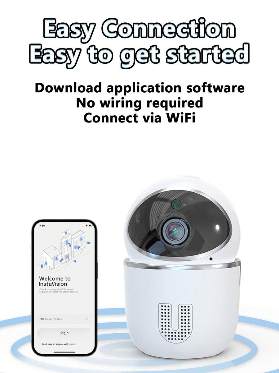 1080P WiFi Camera (Plug-In) | InstaVision App | Two-Way Talk | IR Night Vision | Motion Detect | Pan/Tilt | AI (Subscription) | 2.4G - White - View 1