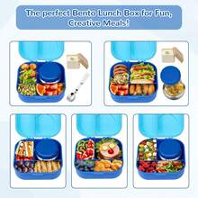 Lunch Box Kids With 12oz Soup Thermo,4 Compartments Lunch Box Containers Kids, Includes Foldable Spoon &Sauce Jar, BPA&Leak Proof,Insulated Food Jar Travel,School,Picnic Halloween Man Women Kids