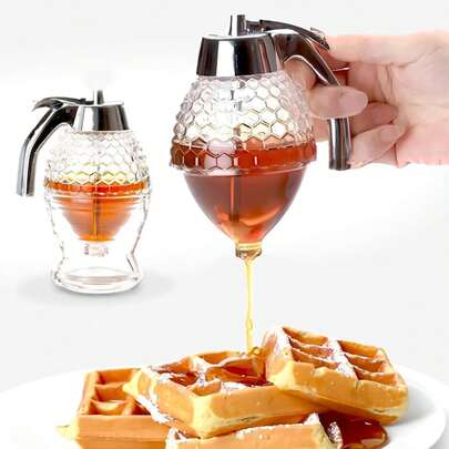 1 Stück Honig-Extraktionsflasche - Diamant-Stil Honiggefäß - Gewürzbehälter - Sirupflasche - transparenter Behälter mit Ständer - Ölkanne - Sojasaucenflasche - Essigkanne