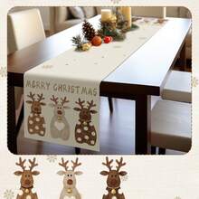 Weihnachtstischläufer, Aquarell Rentier Saisonaler Feiertags Küchen- und Esszimmertischläufer, Fröhliche Weihnachten rustikale Heimdekoration