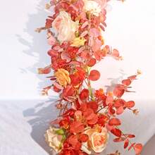 180cm Orange Silk Cloth Money Grass & Gypsophila Vine, 1pc, Autumn Thanksgiving Halloween Home Decor, Suitable For Party & Wedding