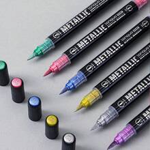 12/24/48 Metallic Marker Set, Dual-Tip Acrylic Markers For Black Paper, Scrapbooks, Photo Albums, Rock Painting, DIY Arts And Crafts, Card Making, Scrapbooking Supplies