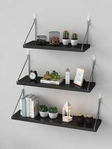 1 pieza Estantería flotante para pared para dormitorio|cocina|baño, estantería flotante de madera rústica montada en la pared con soportes invisibles para libros|almacenamiento|decoración