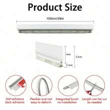 Door Sweep For Door Bottom, Integrated Bottom Door Draft Stopper With Brush, Self-Adhesive Under Door Seal For Insect/Dust/Noise/Hot Or Cold Air Insulation, 100cm