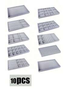 10pcs/Set Jewelry Tray, Jewelry Display Organizer Trays, Stackable Jewelry Tray, Drawer Jewelry Tray, Elegant Jewelry Organizer Tray, Portable Jewelry Stand, Grid Jewelry Tray, Jewelry Storage Tray, Jewelry Box, Jewelry Organizer, Drawer Storage Box, Suitable For Earrings, Necklaces