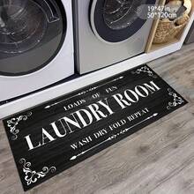 Tapis de sol de buanderie noir simple et confortable en éponge. Tapis de sol de cuisine non glissant, durable et moelleux pour la cuisine, la buanderie et la salle de bain.