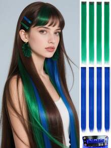 8 PCS Colored Clip In Hair Extensions 20 Inch Long Multi Color Party Bright And Vibrant Rainbow Hair Extensions Synthetic Colored Wigs For Halloween Parties At Music Festivals