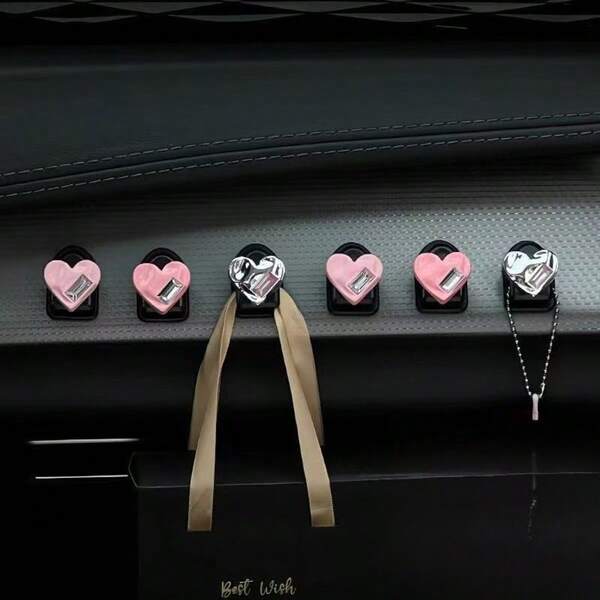 Dopamine Pink Car Hook, Front Row Cute Multifunctional Car For Girls, Car Seat Back, Passenger Seat Small Sticky Hook