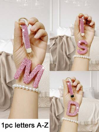 Llavero con alfabeto de cristal de Rhinestone - Colgante de cristal de la suerte, encanto de aleación brillante para bolsos y mochilas - Regalo perfecto para cumpleaños y ocasiones especiales, llavero, anillo de llave, accesorio para bolso y mochila, colgante para colgar en el coche, regalo para mujeres y niñas, accesorios para billetera y bolso, letra inicial del alfabeto A-Z