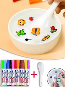 Conjunto de 10/14 Canetas Mágicas de Aquarela com Colher, Canetas de Aquarela com Tinta Flutuante, 12 Cores, Ferramentas de Grafite para Crianças, Caneta Marcadora Flutuante, Brinquedo para Presente, Adequado para Meninos e Meninas de 3 a 12 Anos, Lavável, Criativo, Lápis de Cor de Brinquedo Educativo, Material Escolar (Algumas Cores Aleatórias) - Multicolorido - Ver 2