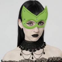 女士时尚PU皮革面具性感朋克哥特万圣节嘉年华派对半脸面具化妆舞会夜总会角色扮演道具面具 - 彩色 - 查看 14