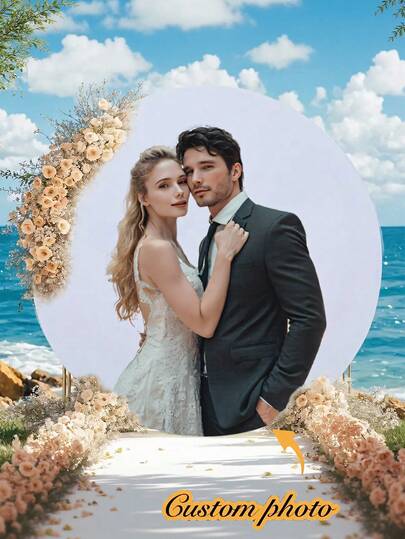 1 pezzo Personalizzato Sfondo fotografico rotondo per festa di compleanno o matrimonio, Sfondo fotografico personalizzato con testo, Sfondo fotografico rotondo personalizzato (con fascia elastica), Copertina rotonda per compleanno o matrimonio, Colore e dimensione personalizzati, Copertina rotonda in poliestere con fascia elastica, Accessorio fotografico, Sfondo fotografico rotondo, Studio fotografico