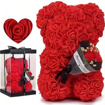 1pc Rose Bear, Handcrafted Rose Teddy Bear PVC Gift Box, Used For Mother's Day, Christmas, Valentine's Day, Friends' Day, Anniversary And Bride Gifts Home Decor Christmas Decorations Room Decor