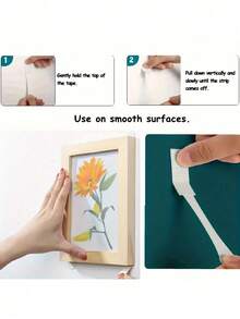 12 pares (24 piezas) de tiras para colgar cuadros sin taladrar - Ganchos de pared adhesivos doble cara, aptos para marcos y obras de arte, cinta adhesiva resistente al agua sin dejar rastro, juego de colgar cuadros de alta resistencia, tiras para colgar cuadros sin taladrar, cinta adhesiva de doble cara para montar en la pared, apta para marcos - sin daños, resistente al agua, fácil de instalar y quitar, perfecta para la decoración del hogar.