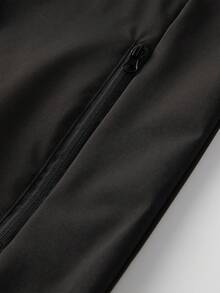 Men's Hooded Long Sleeve Jacket, Overall Minimalist Design. Practical Hoodie, Convenient Zipper Closure, Multiple Pockets For Both Aesthetic And Storage Purposes, Suitable For Daily Commute And Light Outdoor Activities. - Black - View 6