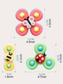 1/3 件吸盘旋转玩具，适合婴幼儿 - 感官沐浴和早期教育学习玩具，适合 3 个月以上男孩女孩的理想 1 岁生日礼物和圣诞礼物