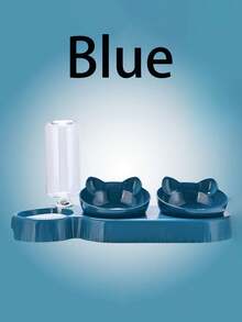 1pc 3-In-1 Elevated Pet Bowl With 500ml Water Bottle - Automatic Dog And Cat Feeder - Feeding Station, Neck Protection Design, Comes With Gravity Water Bottle, Protects Neck, Cat Bowl, Cat Food Bowl, Dual Bowls Protect Cervical Spine, Automatic Water Bowl, Anti-Spill Cat Food Bowl, Pet Supplies, Self-Filling, Full But Not Overflowing, Cat Bowl Multi-Slot Rotatable Design, Detachable Design, Fully Washable