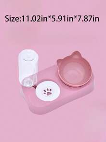 1pc 3-In-1 Elevated Pet Bowl With 500ml Water Bottle - Automatic Dog And Cat Feeder - Feeding Station, Neck Protection Design, Comes With Gravity Water Bottle, Protects Neck, Cat Bowl, Cat Food Bowl, Dual Bowls Protect Cervical Spine, Automatic Water Bowl, Anti-Spill Cat Food Bowl, Pet Supplies, Self-Filling, Full But Not Overflowing, Cat Bowl Multi-Slot Rotatable Design, Detachable Design, Fully Washable