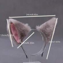 1 件动物派对，带蝴蝶结的毛茸茸耳朵头带，可爱的猫耳头饰，适合角色扮演、化妆舞会、万圣节、全年