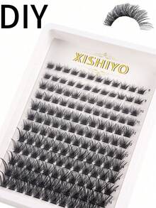 全新 144 件单根睫毛睫毛册簇状延长假睫毛 DIY 居家簇状睫毛延长化妆、自然妆容、浓密、持久、防水可重复使用假睫毛延长套装适合初学者居家使用、日常生活、派对、旅行和音乐节睫毛簇、睫毛簇、单根睫毛、睫毛、假睫毛 - D - 查看 2