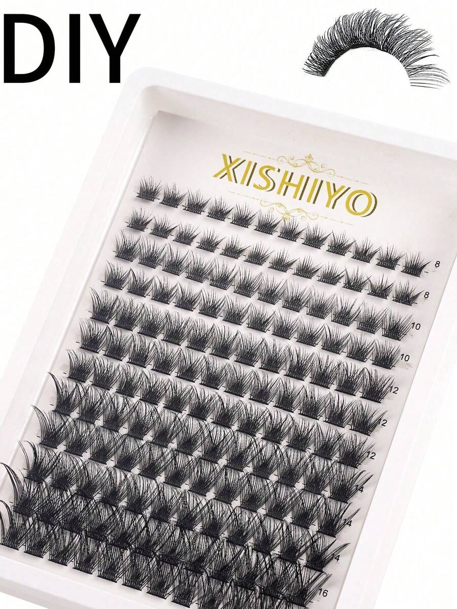 全新 144 件单根睫毛睫毛册簇状延长假睫毛 DIY 居家簇状睫毛延长化妆、自然妆容、浓密、持久、防水可重复使用假睫毛延长套装适合初学者居家使用、日常生活、派对、旅行和音乐节睫毛簇、睫毛簇、单根睫毛、睫毛、假睫毛