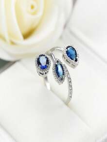 1 Miếng Đúng mốt Thanh lịch Nhiều màu Sáng bóng Khối Zirconia  Nhẫn ( Thích hợp Đối với Của phụ nữ , Lễ cưới , Buổi tiệc , Giải trí Mặc , Qủa tặng ) - Bạc - Xem 4