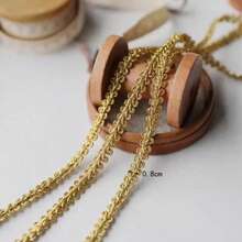 Dây ruy băng vàng lượn sóng dài 5 thước, rộng 0.8cm, phụ kiện trang trí quần áo, ruy băng satin họa tiết lượn sóng ánh kim vàng sang trọng, thích hợp cho trang phục, tiệc tùng, quà tặng, trang trí nhà cửa, Halloween, Giáng sinh, Lễ Tạ ơn và các ngày lễ khác. - Vàng - Xem 2