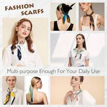 Square Silk Scarf 27.5 Medium Square Satin Scarf Women - Navy Blue - View 6