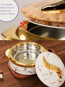 3pcs Insulated Lunch Box Set, Gold Flask With Lid, Stainless Steel Hot & Cold Food Container, Suitable For Office Lunch, Buffet, Hot Pot, Picnic & Camping, All Season