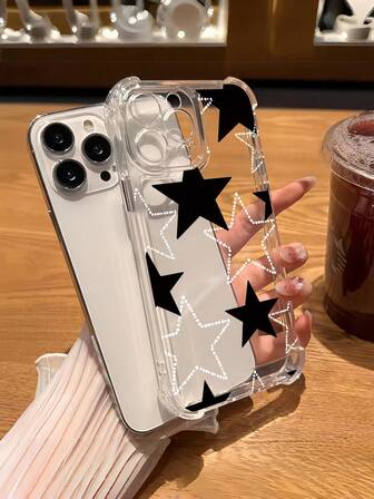 1 件星形透明防震 TPU 手机壳适用于 Apple 17 Air/17 Pro Max、16 Pro、11、15 Pro Max、14 Pro Max / Galaxy、/ Honor X6A、X7B、X8B / S25