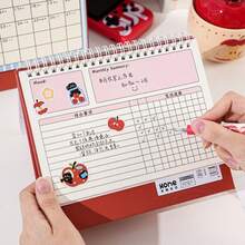 1pc 2026 New Calendar Lucky Apple Dog Desk Calendar, Essential Office Desktop Display, Monthly Calendar Notebook Cardboard, Office Home Decoration, Student Self Discipline Cardboard