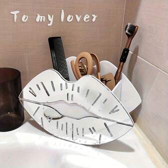 1 pièce Boîte de rangement pour maquillage en forme de lèvres en acrylique - Boîte de rangement élégante pour maquillage et accessoires, cadeau idéal pour la fête des mères, design pour le comptoir, sans alimentation électrique, en plastique, boîte de rangement pour maquillage