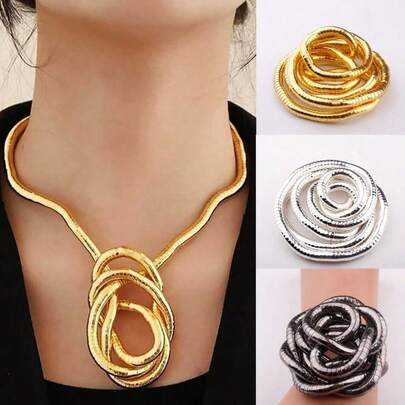 GL Bendable Snake Necklace Bendable Golden Silvery Necklace Flexible Bracelet Twistable Snake Choker For Women Girls