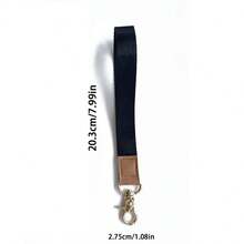 1pc Black Leopard Print Wrist Lanyard Keychain Phone Strap, Nylon Material ID Badge Holder, Multipurpose Lanyard, Great Gift For Family And Friends Christmas