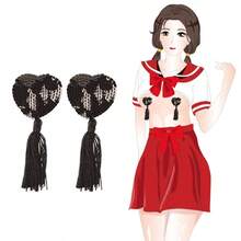 Sexy Accessories, Heart Tassel Breast Stickers, Silicone Breast Stickers, Sexy Accessories, Nipple Stickers, Temptation Blood Drop - Black - View 1