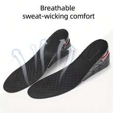 1.18/1.77/2.36/2.95 Inch Black Height Increasing Insoles With Shock Absorption Air Cushion, Unisex Heel Pads For Sports Shoes, Soft Elastic Heel Cushion Pad