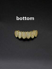 2 piezas/1 pieza Dientes Grillz de Cobre con Circonita, Estilo Hip Hop Unisex, Adecuado para Fiestas, Cosplay - Multicolor - Ver 7