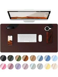 Leather Desk Pad, Office Desk Mat, Large Mouse Pad, Writing Board, Office Desk Blotter, Black, White, Purple, Pink, Gray, Green, Blue Non-Slip PU Leather Imprint, Laptop Pad, Waterproof Writing Mat For Office And Home Gaming Mouse Pad Desk Accessories Office Supplies Office Desk Accessories Mousepad Mouse Pad For Desk