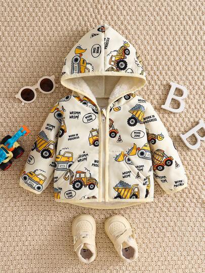 Little Boys & Baby Boys Teddy Lined Fuzzy Fleece Jacket Full-Zip Polar WinterCoats With Pockets Hooded Outwear