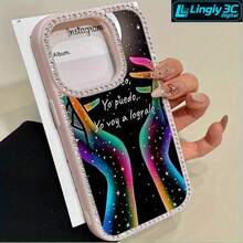 Funda 3 en 1 con doble cara y diseño incrustado, compatible con las series 16 Pro, 16, 15 Pro, 14, 14 Plus/14 Pro, 13, 13 Pro, 12 Pro y 11 Pro. Resistente a golpes y manchas, suave, ideal para hombres y mujeres, con decoración. - Rosa - Ver 3