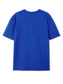 Single-Sided Printing (220g Cotton T-Shirt) Fashion Round Neck And Short Sleeves+"Dance Like David" Characters And Dancing Figures; Loose Pullover T-Shirt For Men And Women. - Màu xanh lam - Xem 2